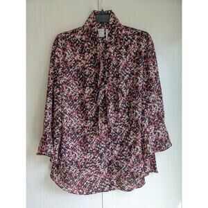 Emma James Women's High Neck Pullover Long Sleeve Printed Polyester Top Size 16W